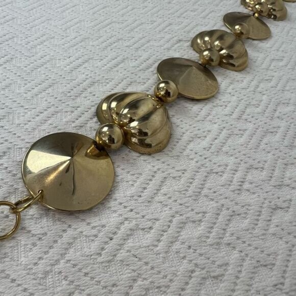 Vintage Gold Tone Seashell Metallic Clasp Women’s Belt 36” Adjustable Waist 90s - Picture 6 of 14